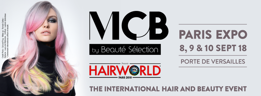 Affiche pour le MCB beauté sélection 2018 avec une femme aux cheveux roses